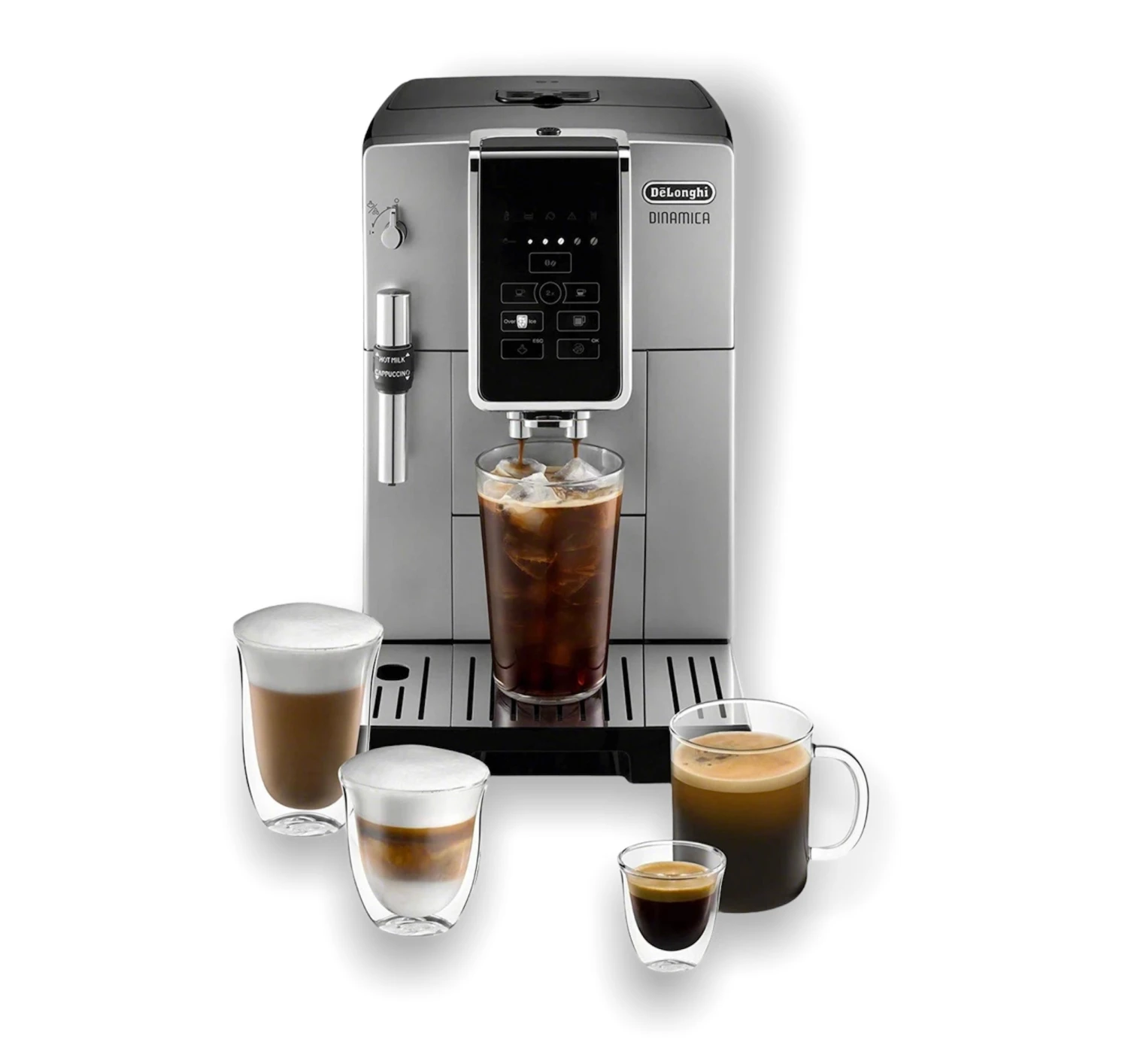 Genius Coffee N' Espresso Equipment DELONGHI DINAMICA SILVER WITH ADVANCED FROTHER ESPRESSO MACHINE ECAM35025SB 1 Genius Coffee N' Espresso Equipment DELONGHI DINAMICA SILVER WITH ADVANCED FROTHER ESPRESSO MACHINE ECAM35025SB